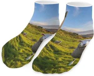 Castle Scottish Countryside Sheeps Low Cut Ankle Socks Casual Liner Sock Pack Non Slip Invisible For Men Women