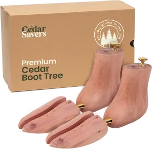 Cedar Boot Tree for Men - Natural Aromatic Wood Boot Tree Grown In USA, For Boots & Shoes, Storage Bag Included