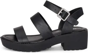 Chariot & Co -Credit(IIS)- Girls/Little Kids/Children Open Toe Strappy Two Band Double Strap Ankle Buckle Platform Lug Sole Chunky Block 1.75" Heel Sandals