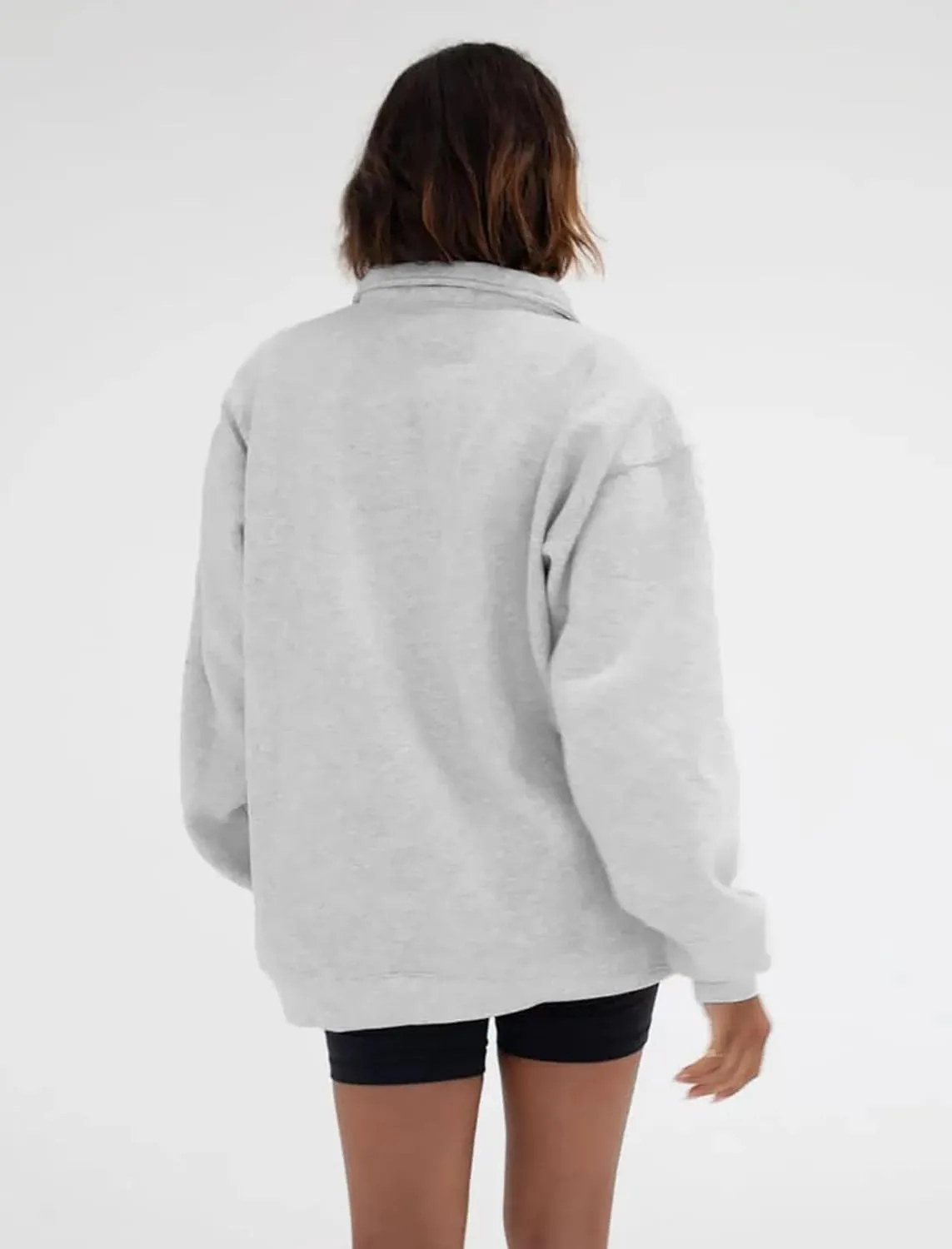 Cioatin Women Oversize Fleece Button Up Collar Polo Neck Sweatshirt Top Loose Drop Shoulder Hoodie Pullover Fall Outfits