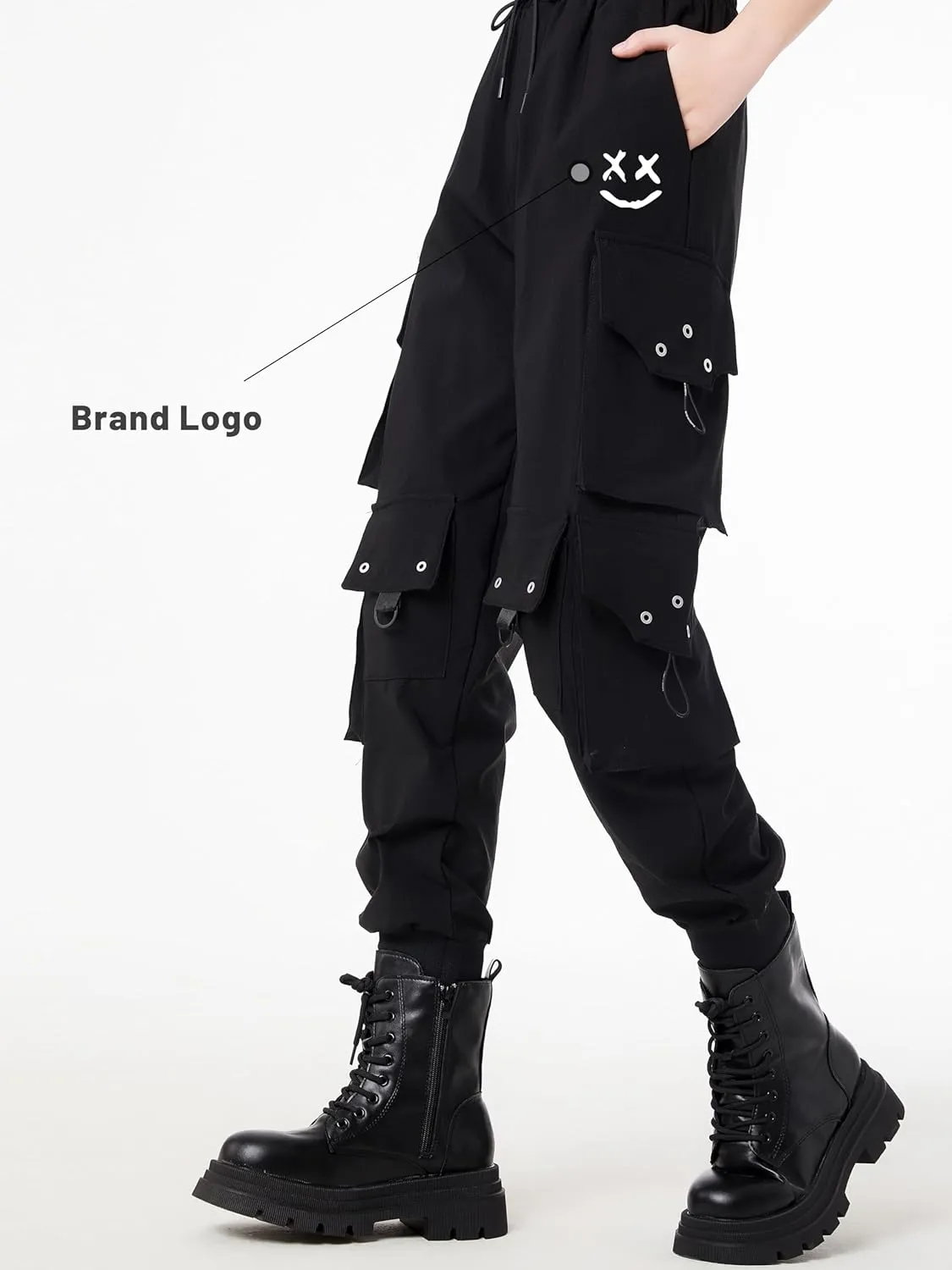 CLOAKA Cargo Pants Women Gothic Y2K High Waist Adjustable with Pockets Drawstring Street Techwear Jogger Sweatpants