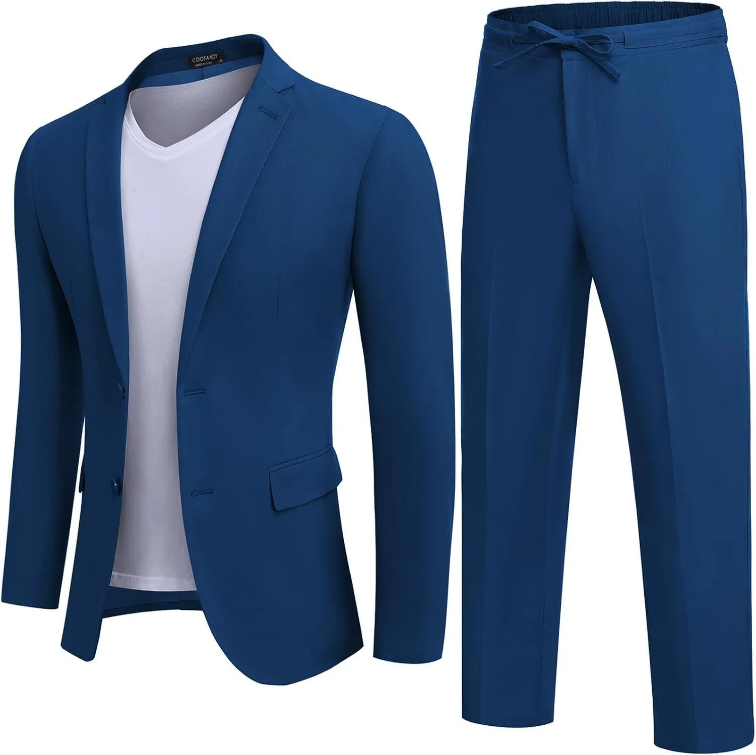 COOFANDY Men's 2 Piece Linen Suits Set Regular Fit Casual Lightweight Blazer Jacket and Pants