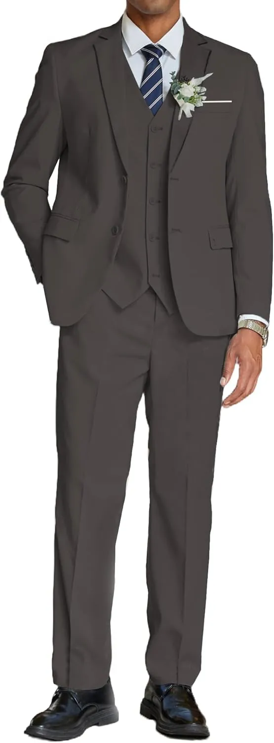 COOFANDY Men's 3 Piece Linen Suits Casual Lightweight Blazer Jackets Vest Pants Set for Wedding Business Prom