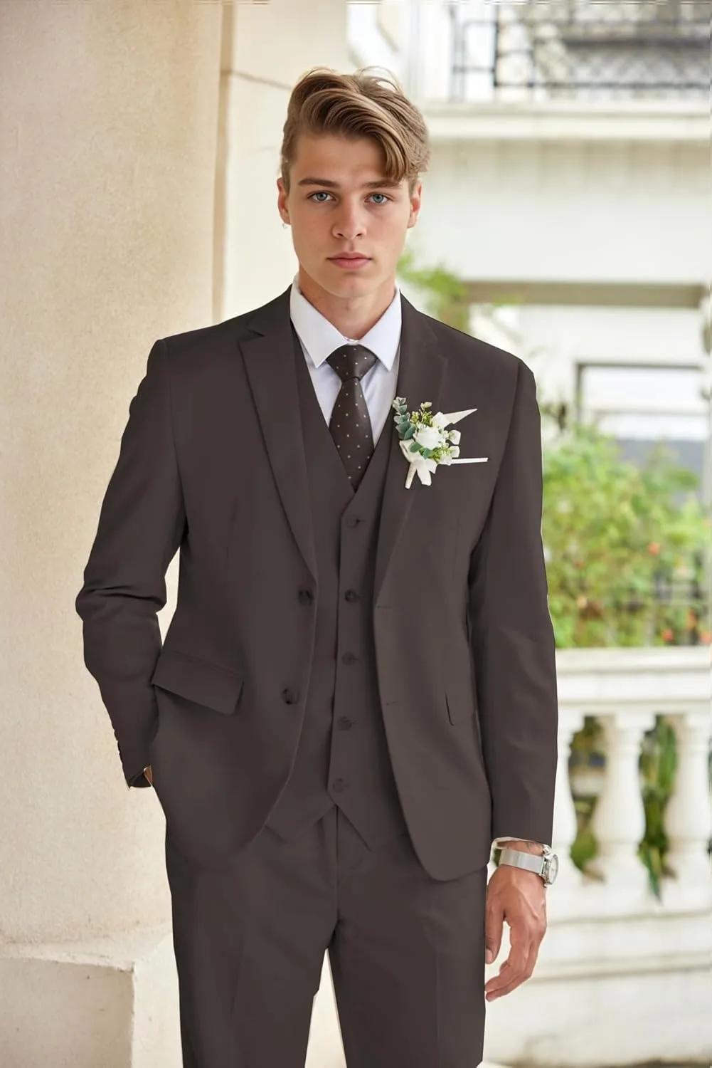 COOFANDY Men's 3 Piece Linen Suits Casual Lightweight Blazer Jackets Vest Pants Set for Wedding Business Prom