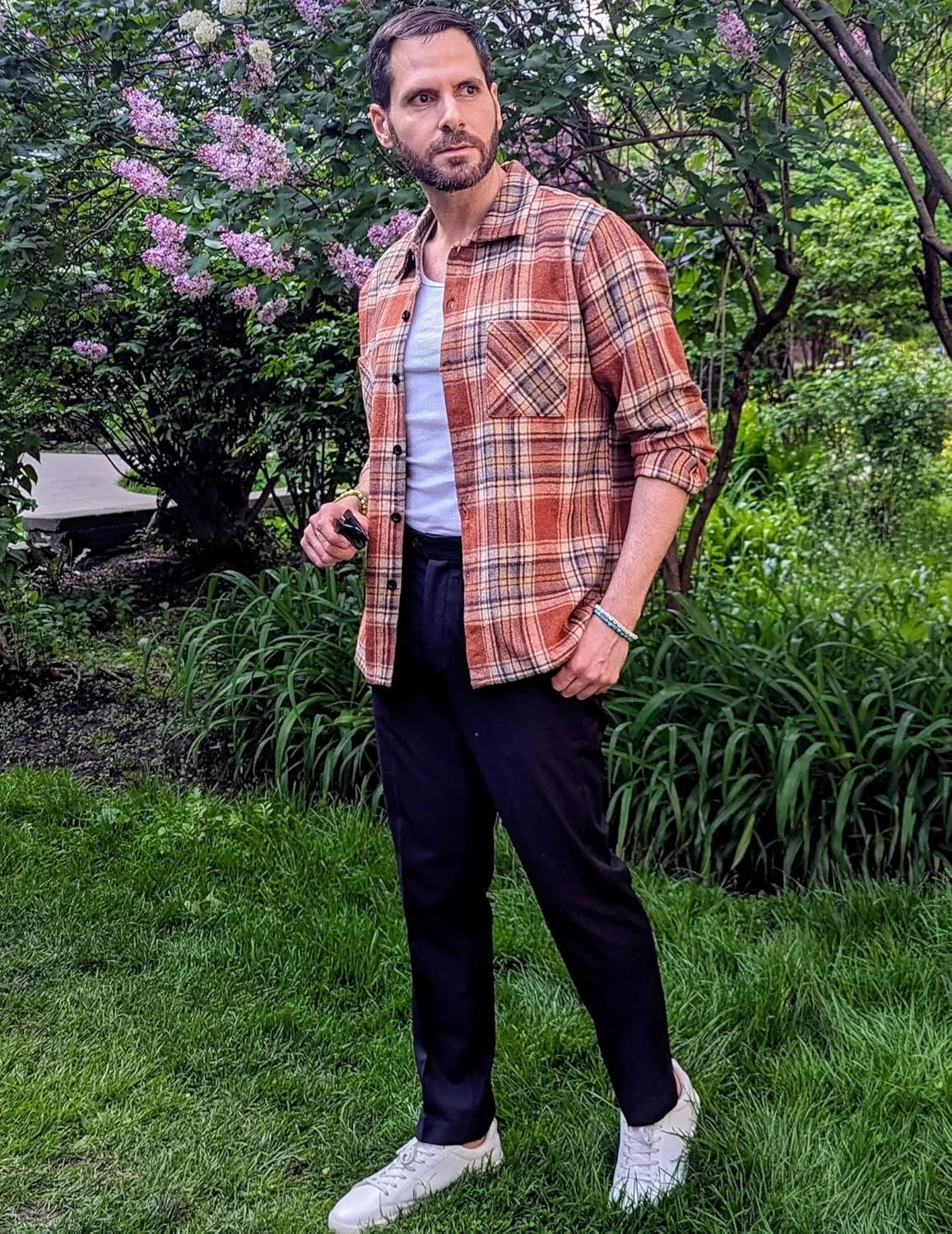 COOFANDY Men's Flannel Shirts Casual Button Down Plaid Shirt Jacket Long Sleeve Fleece Shacket with Pockets