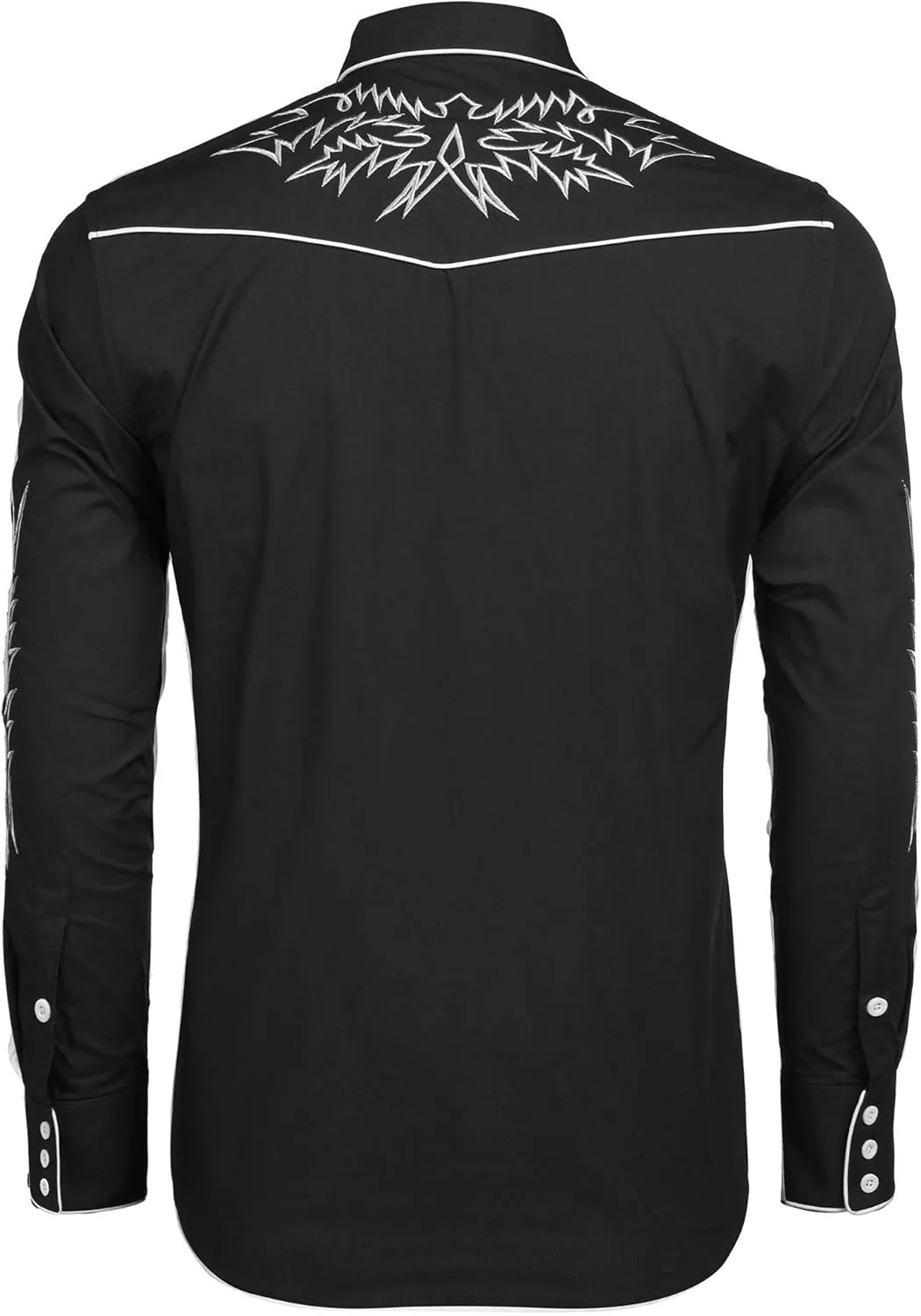 COOFANDY Men's Western Cowboy Shirt Long Sleeve Embroidered Shirt Slim Fit Cotton Casual Button Down Shirt