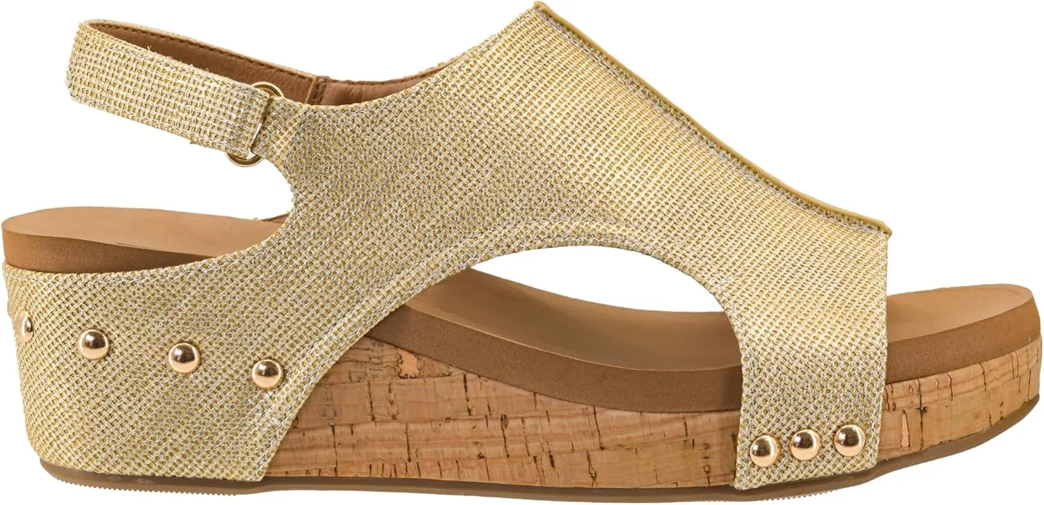 Corkys Footwear Women's Volta II Wedge Sandal - 2 Inch Cushioned Wedge, Hook & Loop Closure for Comfort & Style, Perfect for Casual & Dressy Outfits, All Day Wear