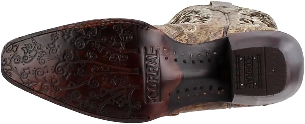 Corral Women's 13-inch White/Green Glitter Inlay & Crystals Pull-On Cowboy Boots - Sizes 5-12 B