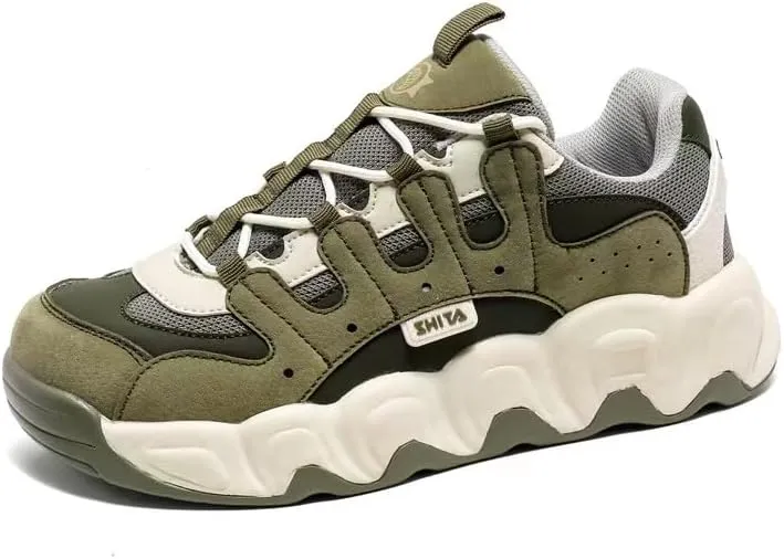 Couple Daddy Shoes Breathable of All Matching Thick Sole Single Shoes Trend Casual Shoes (Army Green, Big Kid, Men, 11, Numeric, US Footwear Size System, Medium)