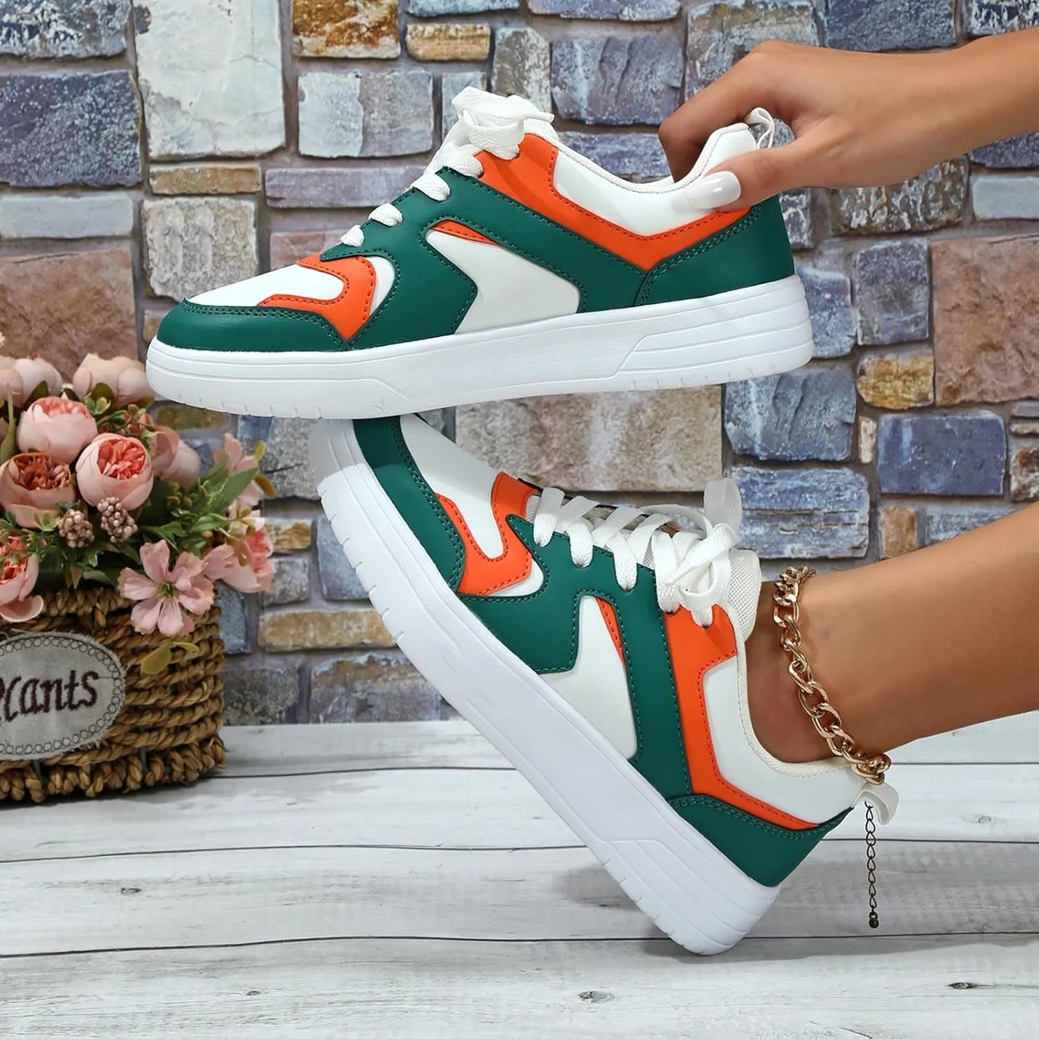 Couples Korean Version of The Trend Lace Up Color Matching Casual Board Shoes Breathable Light River Shoes for Men