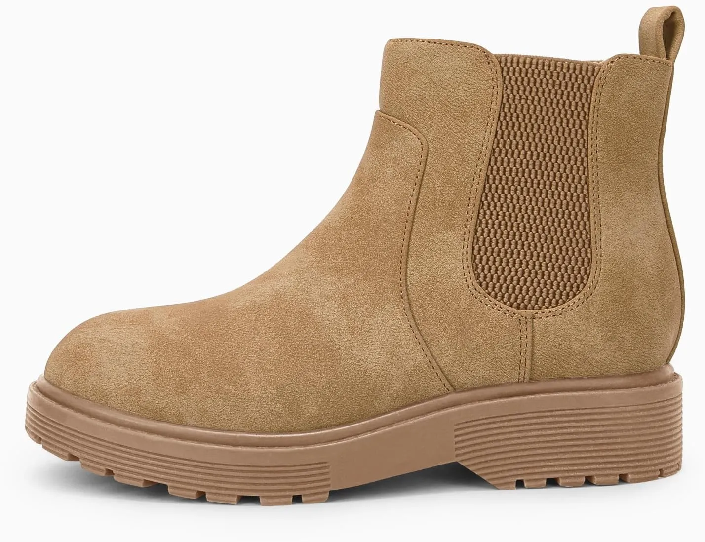 Coutgo Girls Kids Lug Sole Ankle Boots Side Zip Chunky Low Heel Slip On Winter Casual Chelsea Booties Shoes
