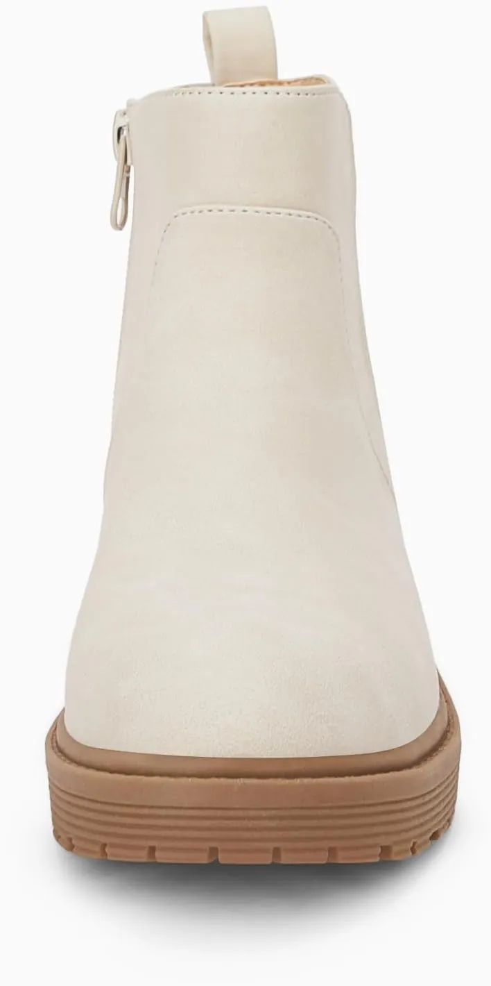 Coutgo Girls Kids Lug Sole Ankle Boots Side Zip Chunky Low Heel Slip On Winter Casual Chelsea Booties Shoes