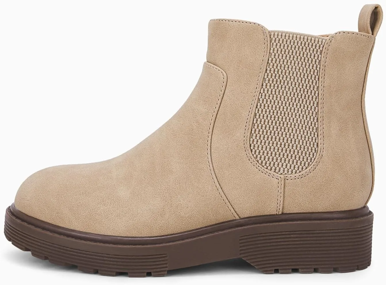 Coutgo Girls Kids Lug Sole Ankle Boots Side Zip Chunky Low Heel Slip On Winter Casual Chelsea Booties Shoes