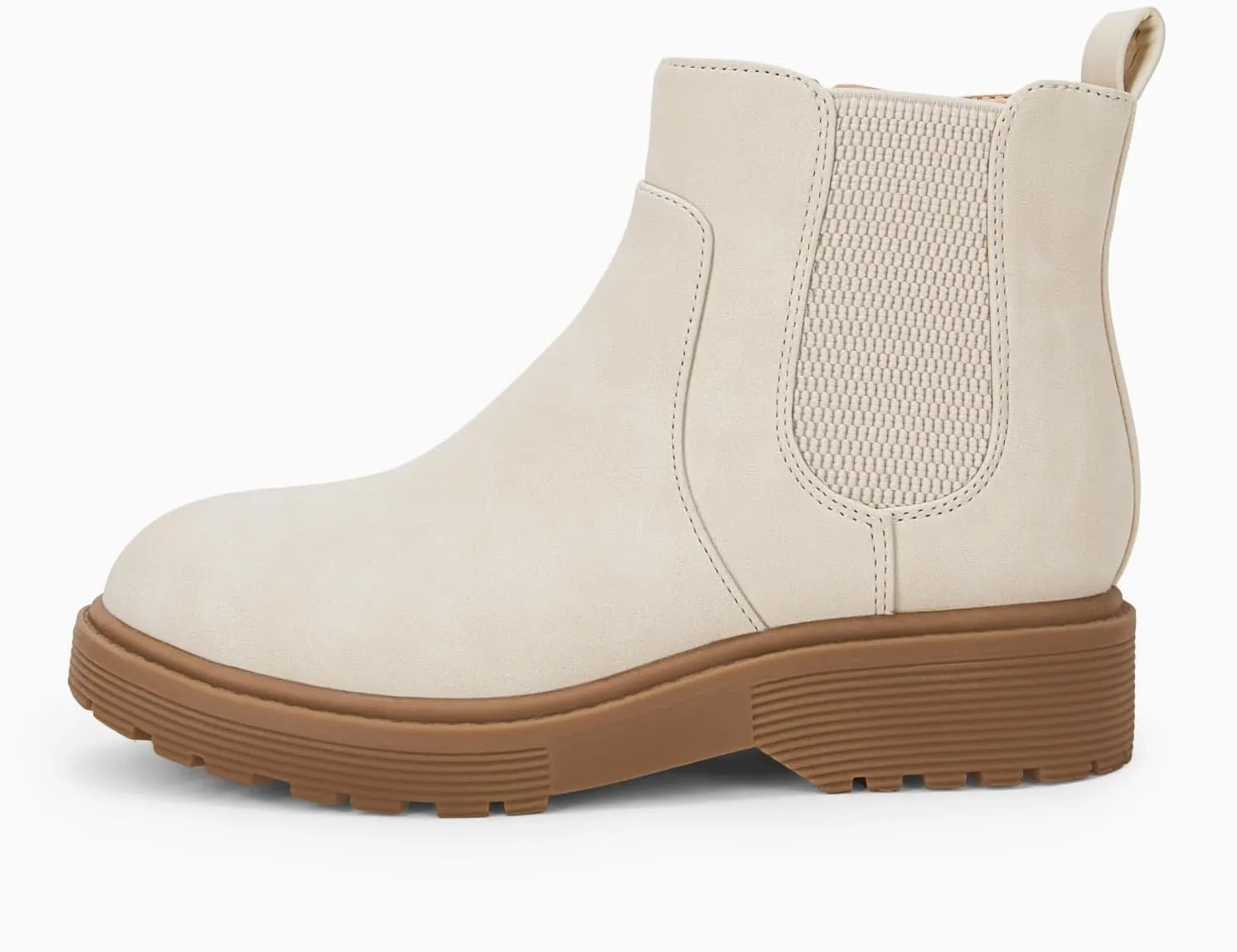 Coutgo Girls Kids Lug Sole Ankle Boots Side Zip Chunky Low Heel Slip On Winter Casual Chelsea Booties Shoes