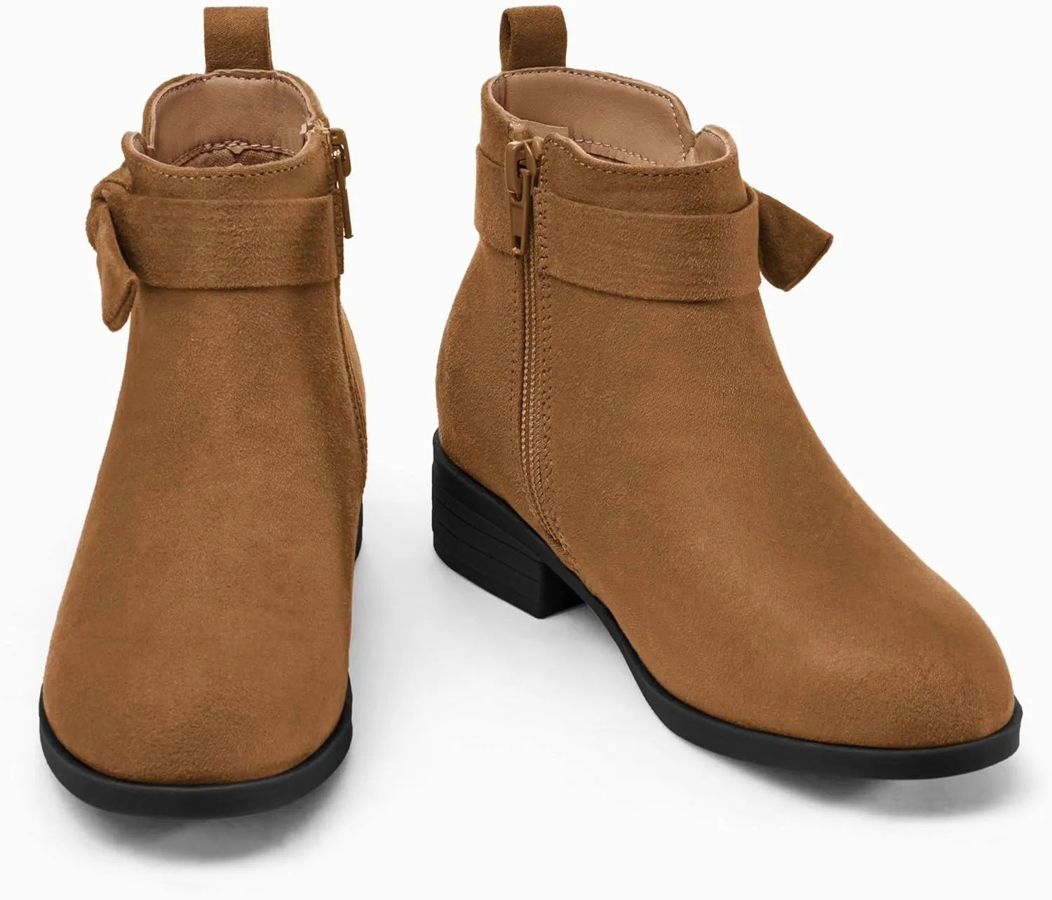 Coutgo Girls Toddler Bow knot Ankle Boots Low Chunky Heel Side Zipper Cute Dress Booties Little Big Kid