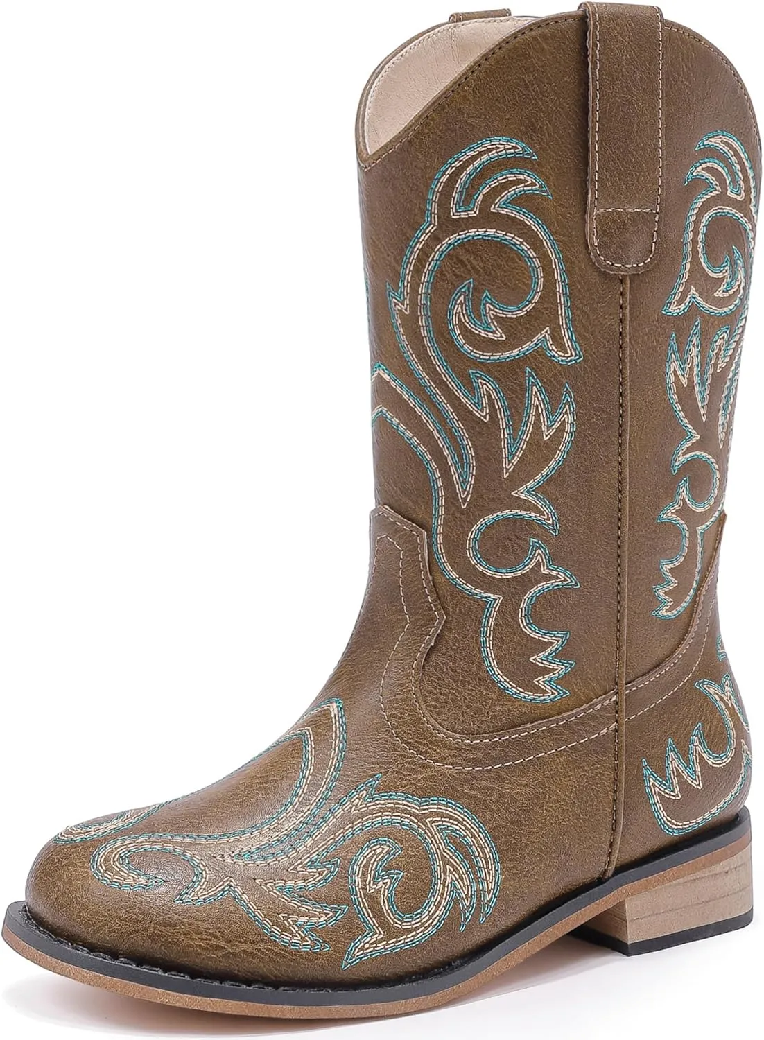 Cowboy Boots for Girls Boys Kids Cowgirl Riding Boots Square Toe Western Embroidery Mid-Calf Birthday Party Toddler Big Kid