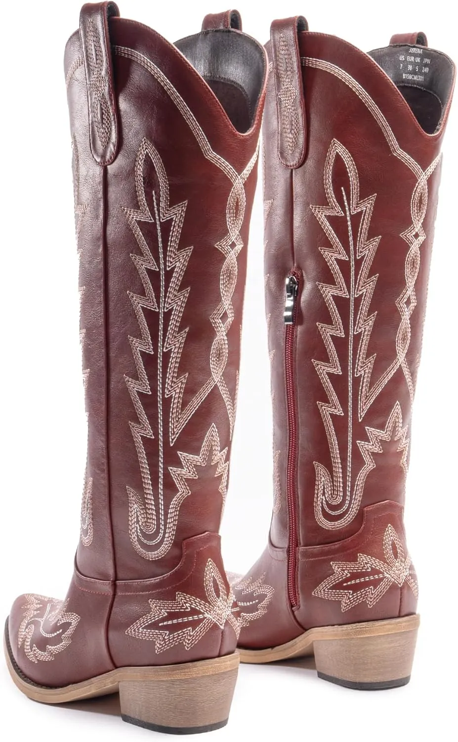 Cowboy Boots for Women, Embroidered Cowgirl Boots, Pointed Toe Knee High Boots, Women's Western Boots Pull On with Side Zipper