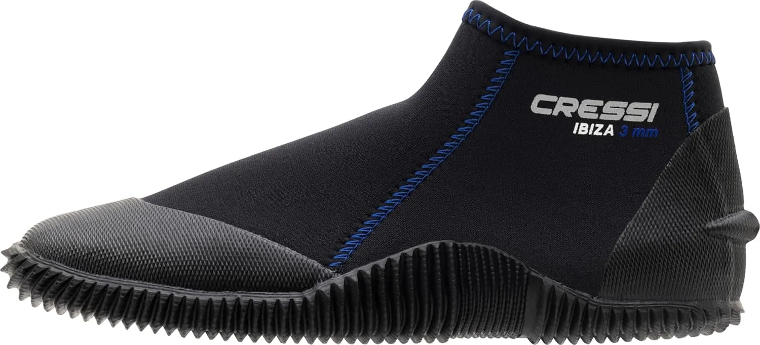 Cressi Adult Neoprene Diving Boots with Anti-Slip Rubber Sole for Water Sports-Ibiza 3mm
