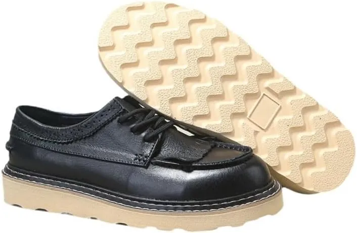CSCDD Men's Casual Vintage Tassel Design Shiny Lace-up Loafers Suitable for Weddings and Parties Low-top Oxford Shoes Versatile and Loose