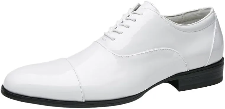 CSCDD Patent Leather Stitching Design White Non-commissioned Officer Business Leather Shoes Casual is A Banquet Party Wedding Daily Work Office Non-Slip Wear-Resistant