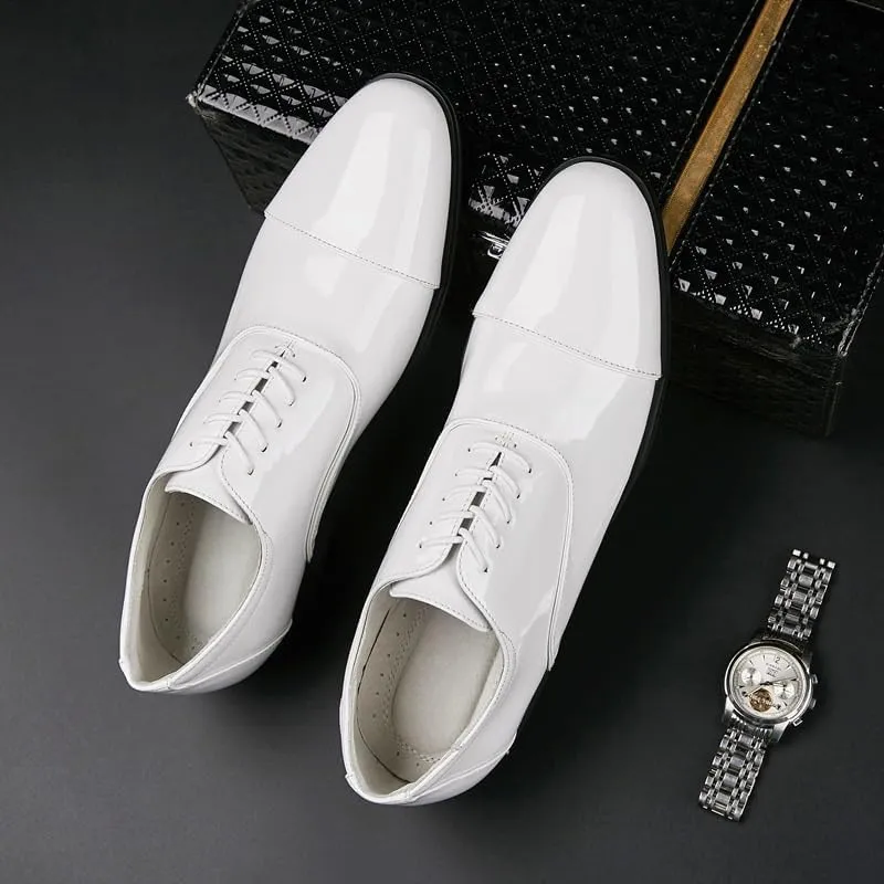 CSCDD Patent Leather Stitching Design White Non-commissioned Officer Business Leather Shoes Casual is A Banquet Party Wedding Daily Work Office Non-Slip Wear-Resistant