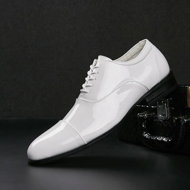 CSCDD Patent Leather Stitching Design White Non-commissioned Officer Business Leather Shoes Casual is A Banquet Party Wedding Daily Work Office Non-Slip Wear-Resistant