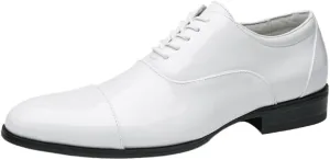 CSCDD Patent Leather Stitching Design White Non-commissioned Officer Business Leather Shoes Casual is A Banquet Party Wedding Daily Work Office Non-Slip Wear-Resistant