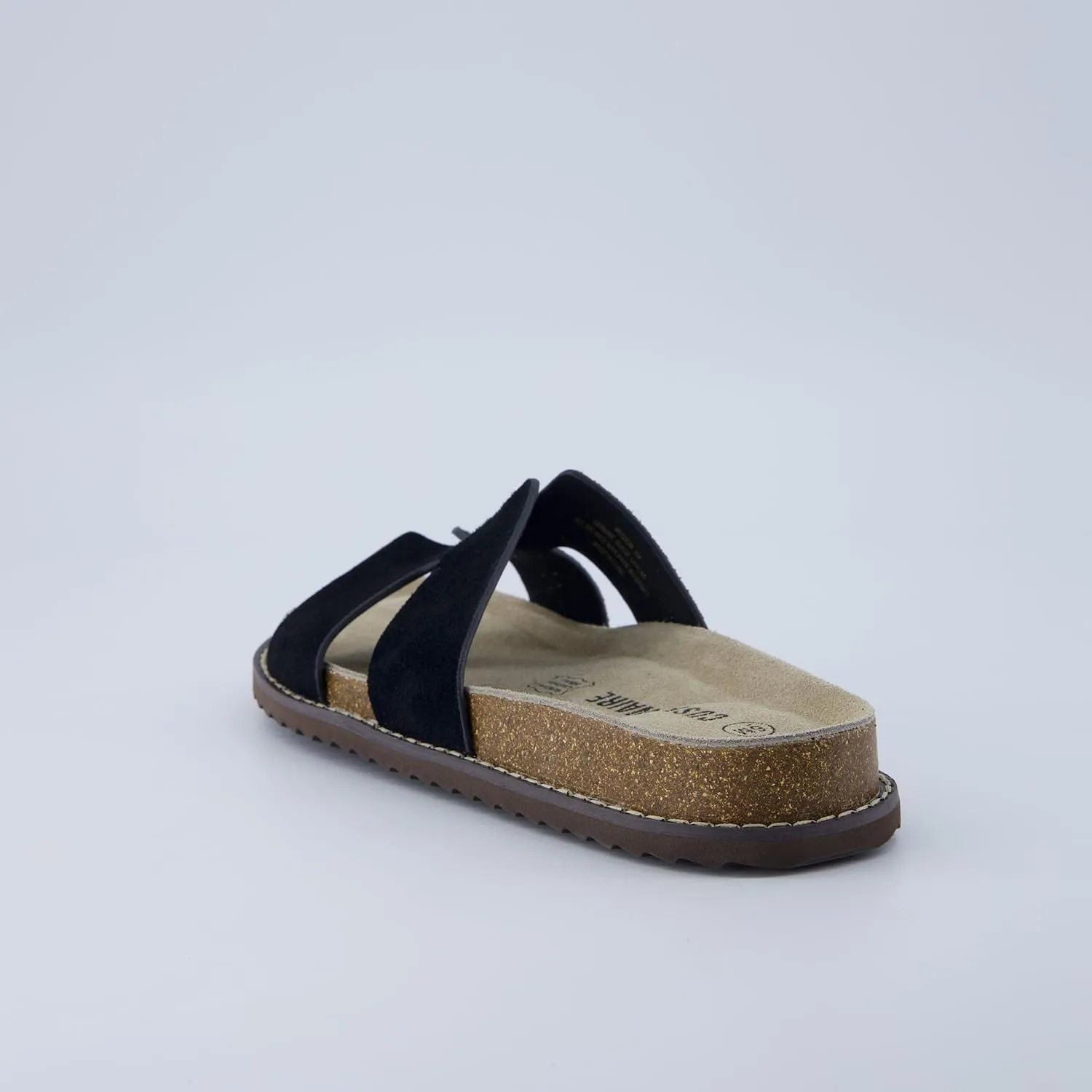 CUSHIONAIRE Wisdom Womens Sandals Cutout Strap Genuine Leather Slides – Slip On Cork Footbed Sandals for Women 2025