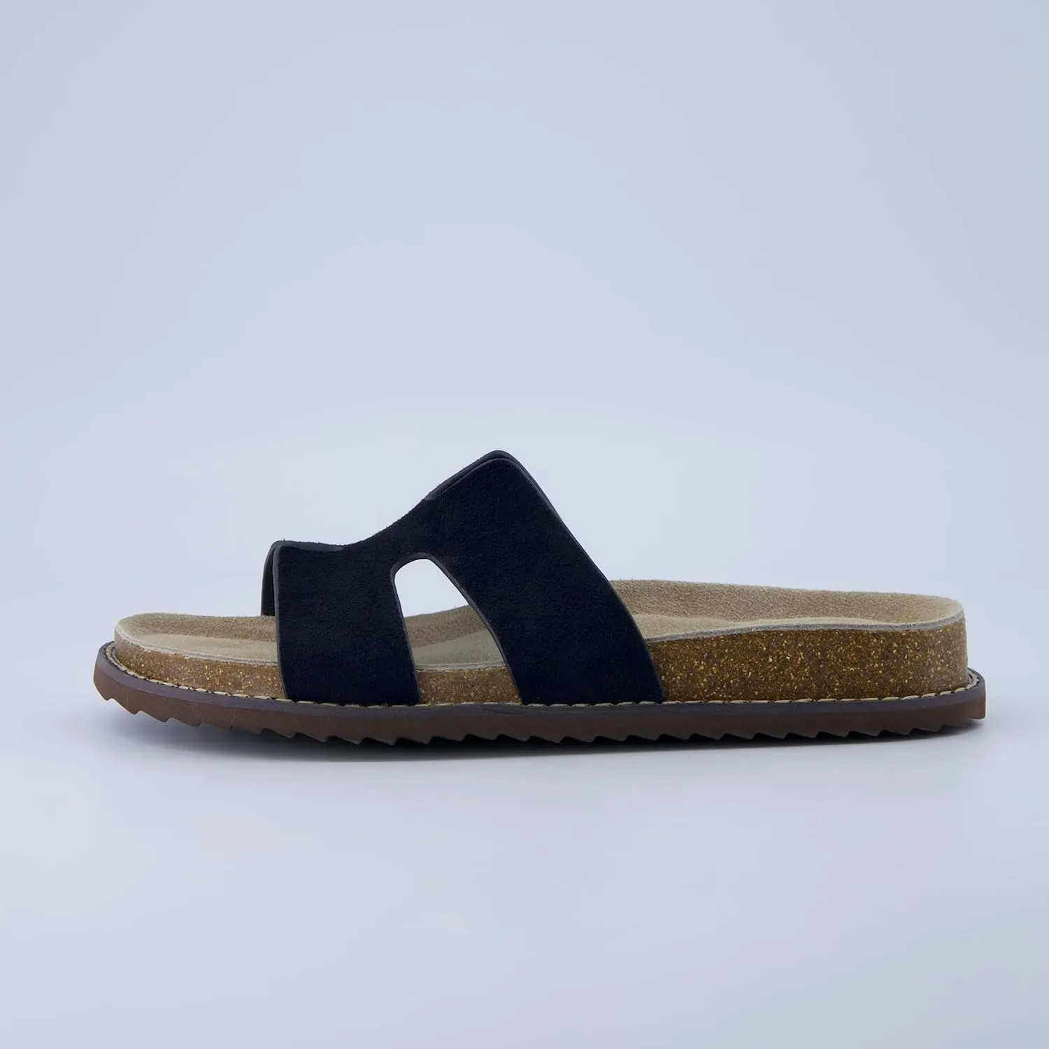 CUSHIONAIRE Wisdom Womens Sandals Cutout Strap Genuine Leather Slides – Slip On Cork Footbed Sandals for Women 2025