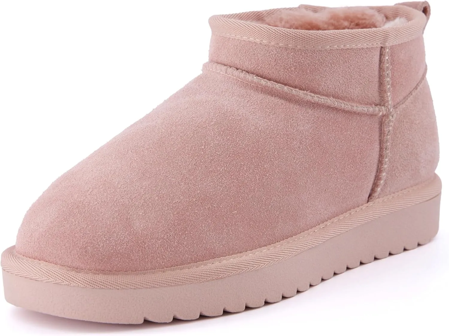 CUSHIONAIRE Women's Hip 2 Genuine Suede Ankle Snow Boots - Pull-On with Cozy Faux Shearling Lining,  Memory Foam