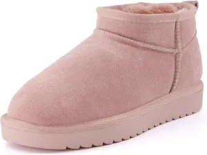 CUSHIONAIRE Women's Hip 2 Genuine Suede Ankle Snow Boots - Pull-On with Cozy Faux Shearling Lining,  Memory Foam