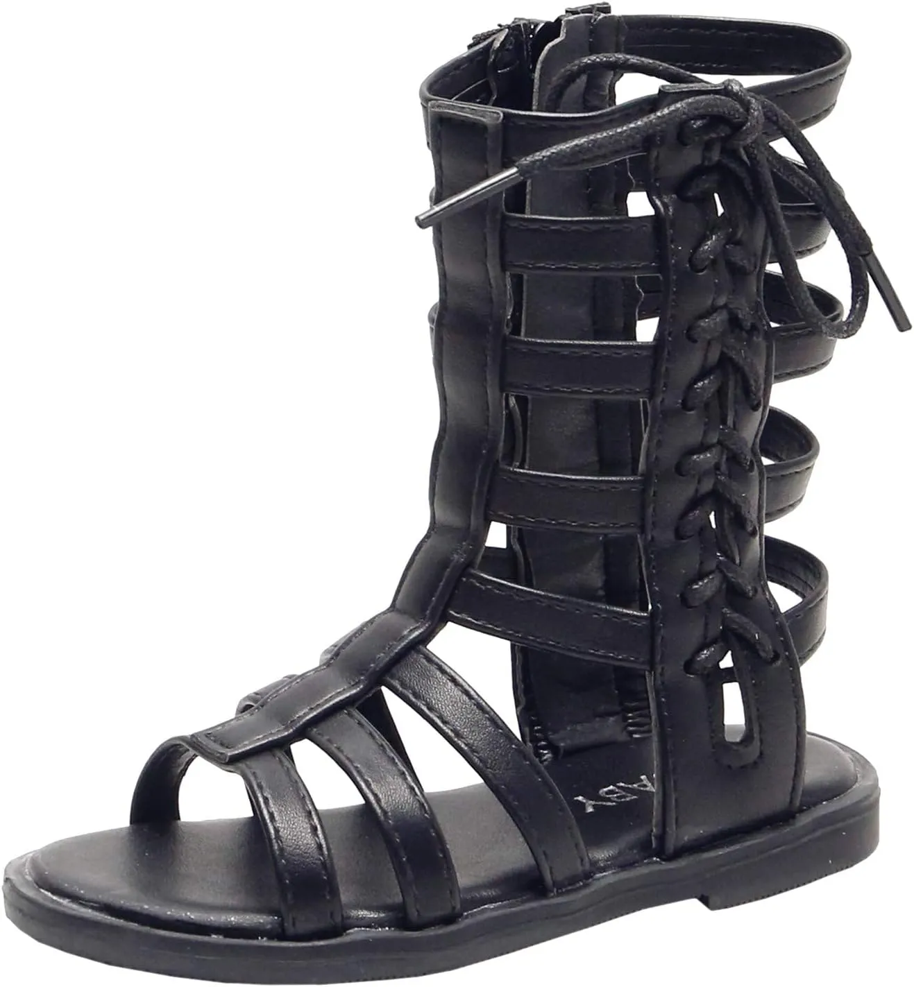 DADAWEN Toddler Girls Sandals Summer Open Toe Strapped Gladiator Sandals With Side Zipper (Toddler/Little Kid)