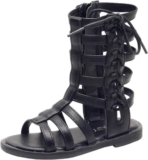 DADAWEN Toddler Girls Sandals Summer Open Toe Strapped Gladiator Sandals With Side Zipper (Toddler/Little Kid)