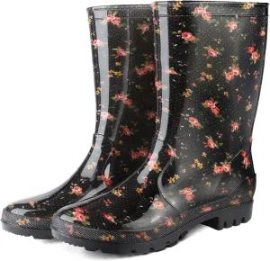 DaeRainy Women's Mid-calf Rain Boots Waterproof Non-slip for Gardens,Fishing,Farm,Outdoor Work Boots