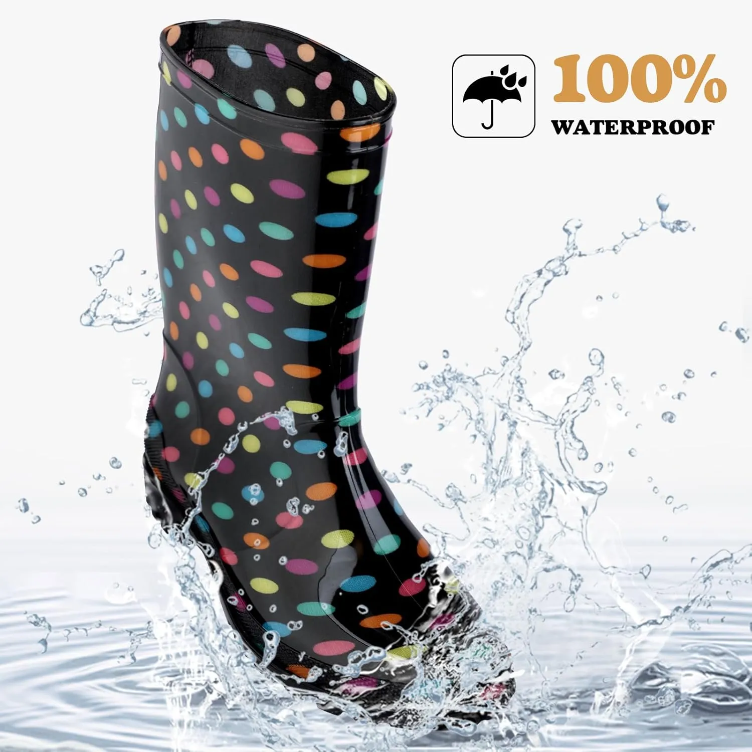 DaeRainy Women's Mid-calf Rain Boots Waterproof Non-slip for Gardens,Fishing,Farm,Outdoor Work Boots