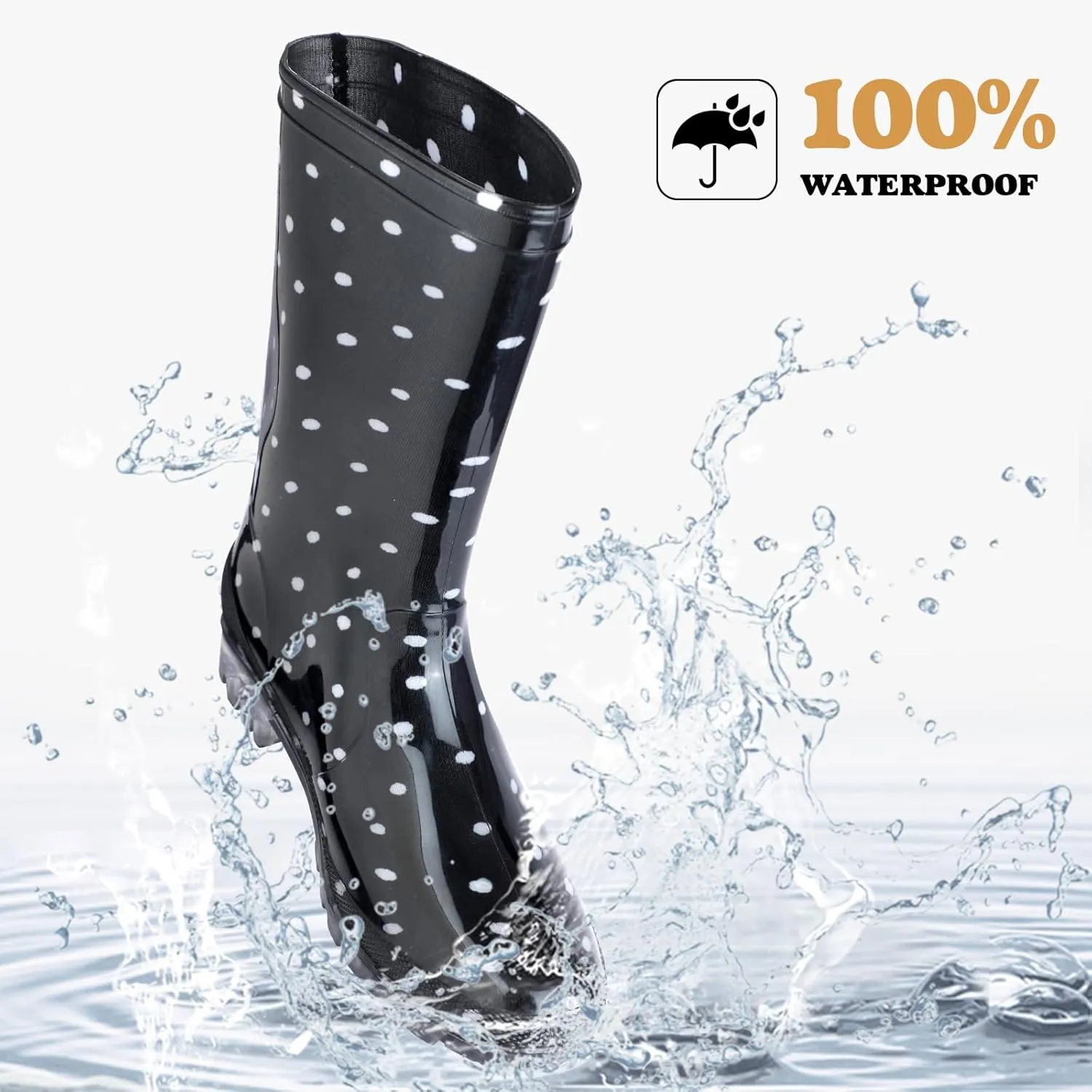 DaeRainy Women's Mid-calf Rain Boots Waterproof Non-slip for Gardens,Fishing,Farm,Outdoor Work Boots
