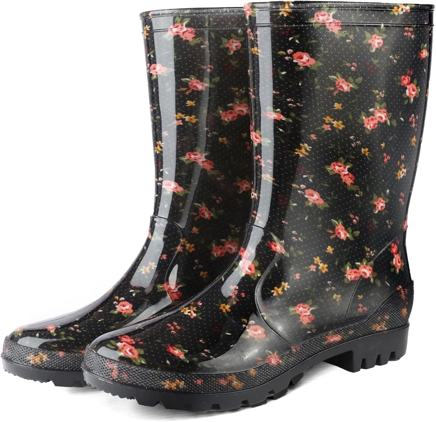 DaeRainy Women's Mid-calf Rain Boots Waterproof Non-slip for Gardens,Fishing,Farm,Outdoor Work Boots