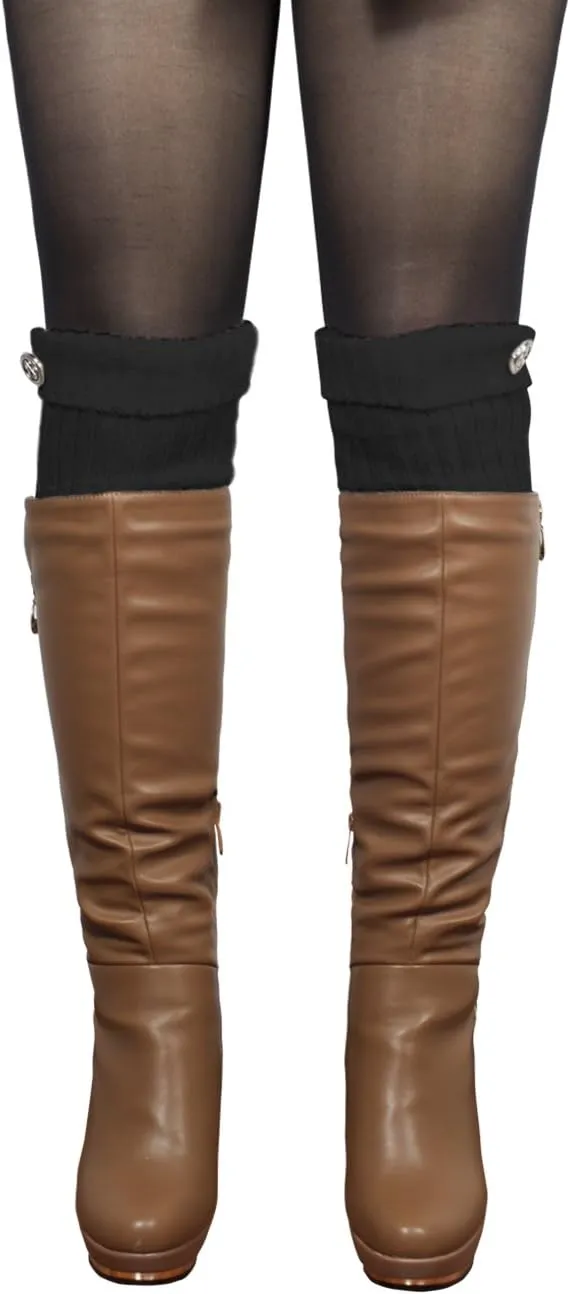 Dahlia Women's Leg Warmers & Boot Cuffs - Synthetic Wool, Cable Knit