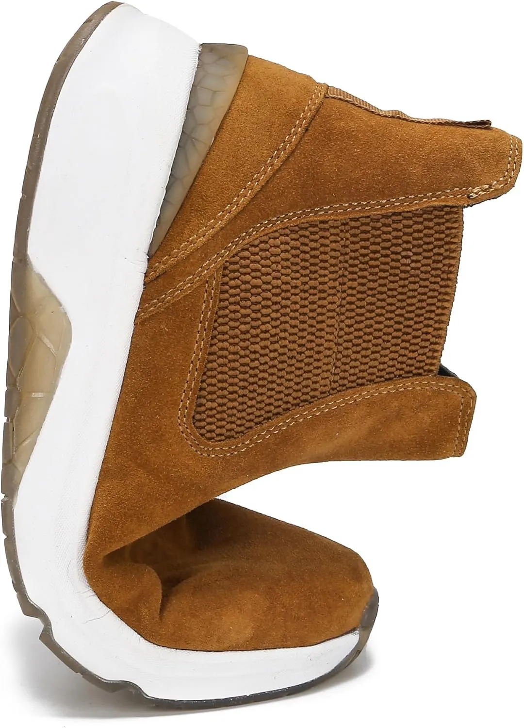 DASENGYE Non Slip Suede Chelsea Boots Women Fashion Elastic Ankle Booties Comfortable No Heel Walking Shoes Women
