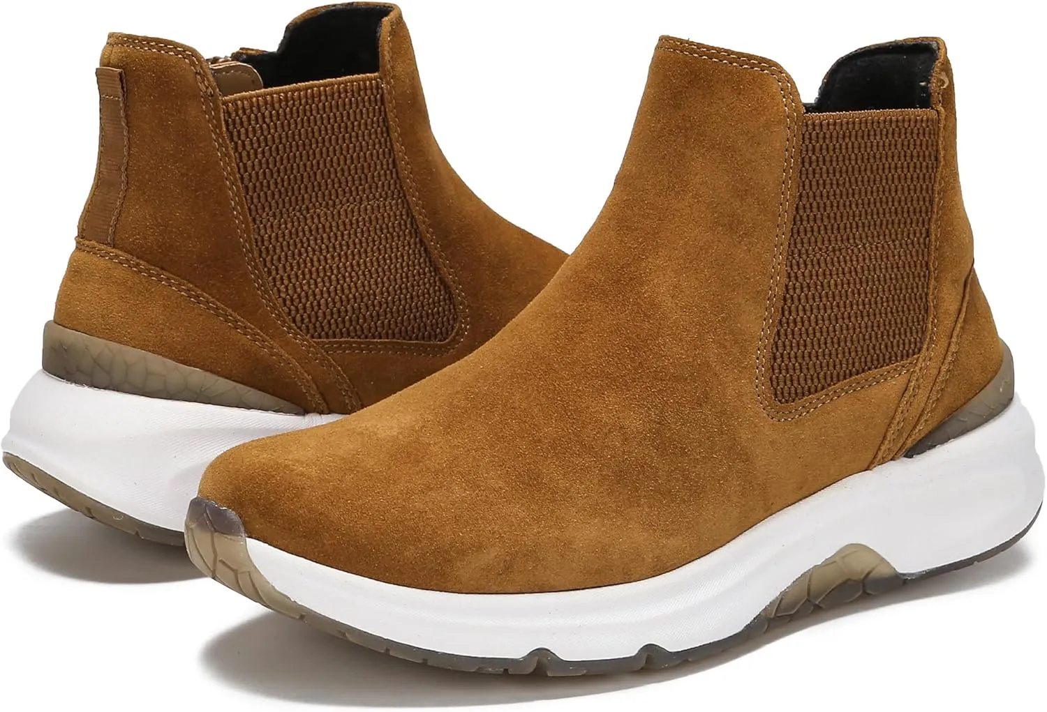 DASENGYE Non Slip Suede Chelsea Boots Women Fashion Elastic Ankle Booties Comfortable No Heel Walking Shoes Women