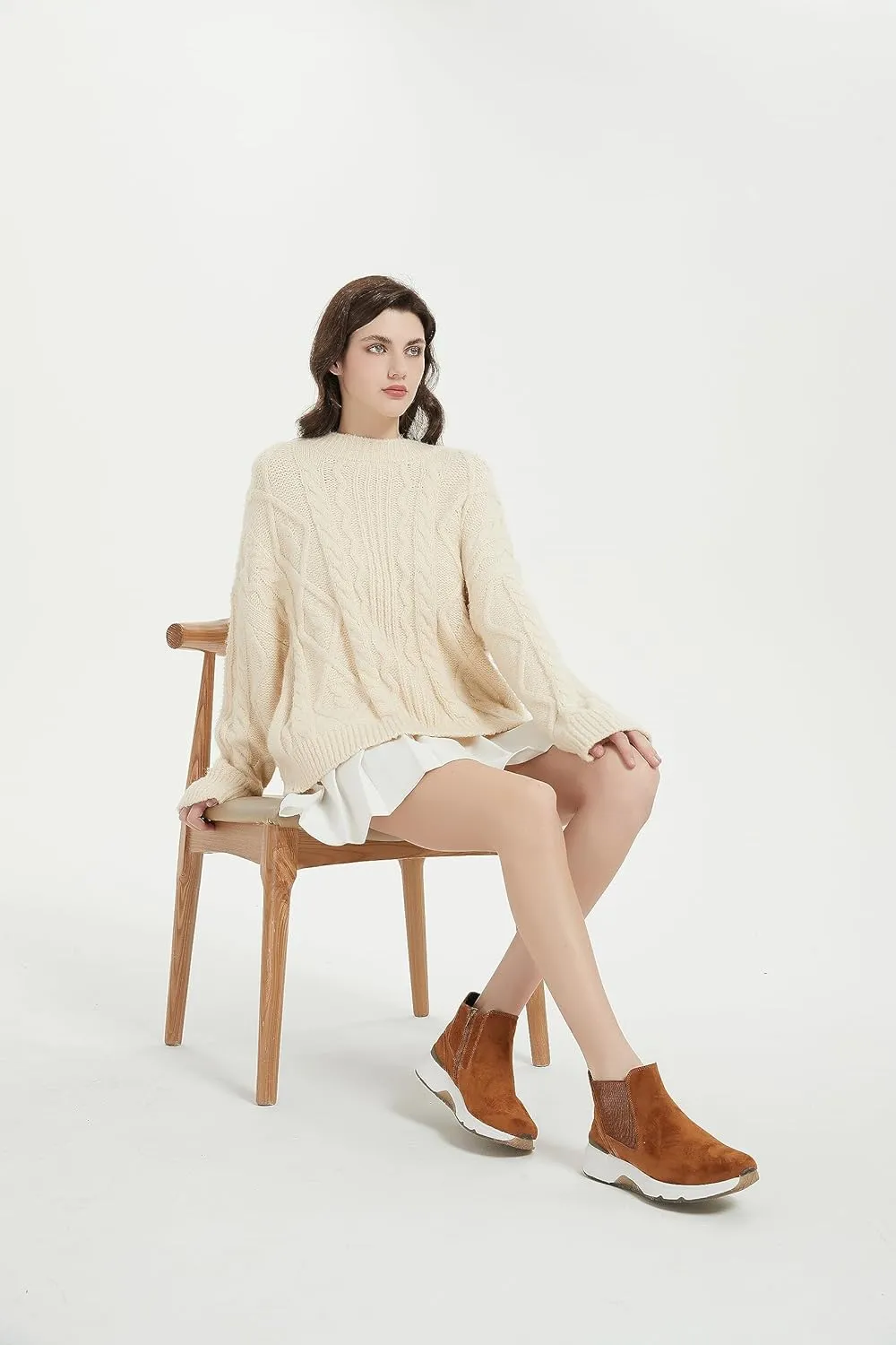 DASENGYE Non Slip Suede Chelsea Boots Women Fashion Elastic Ankle Booties Comfortable No Heel Walking Shoes Women
