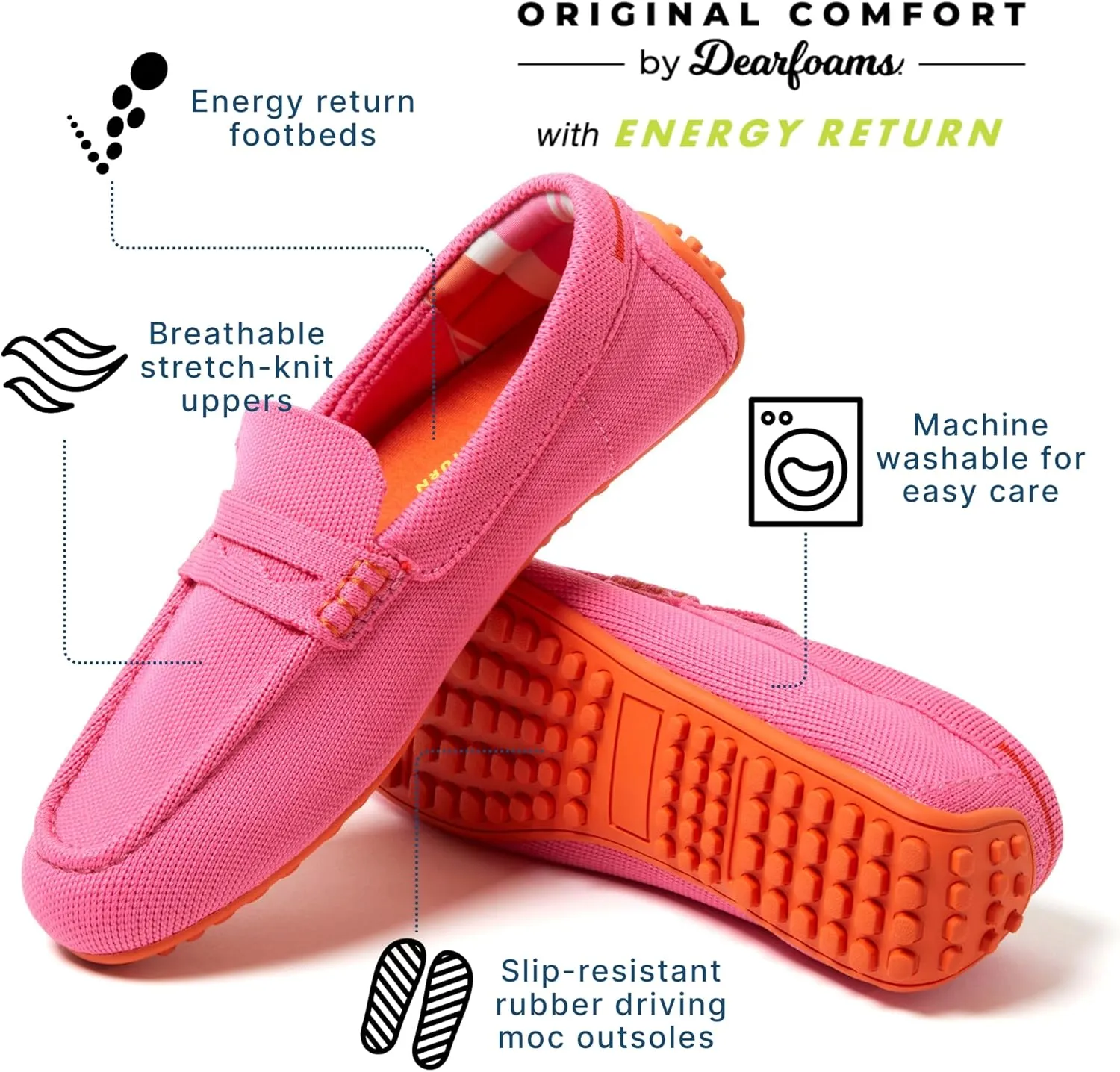 Dearfoams Women's Hazel-Lighweight Driving Loafer Machine Washable Comfortable Shoe
