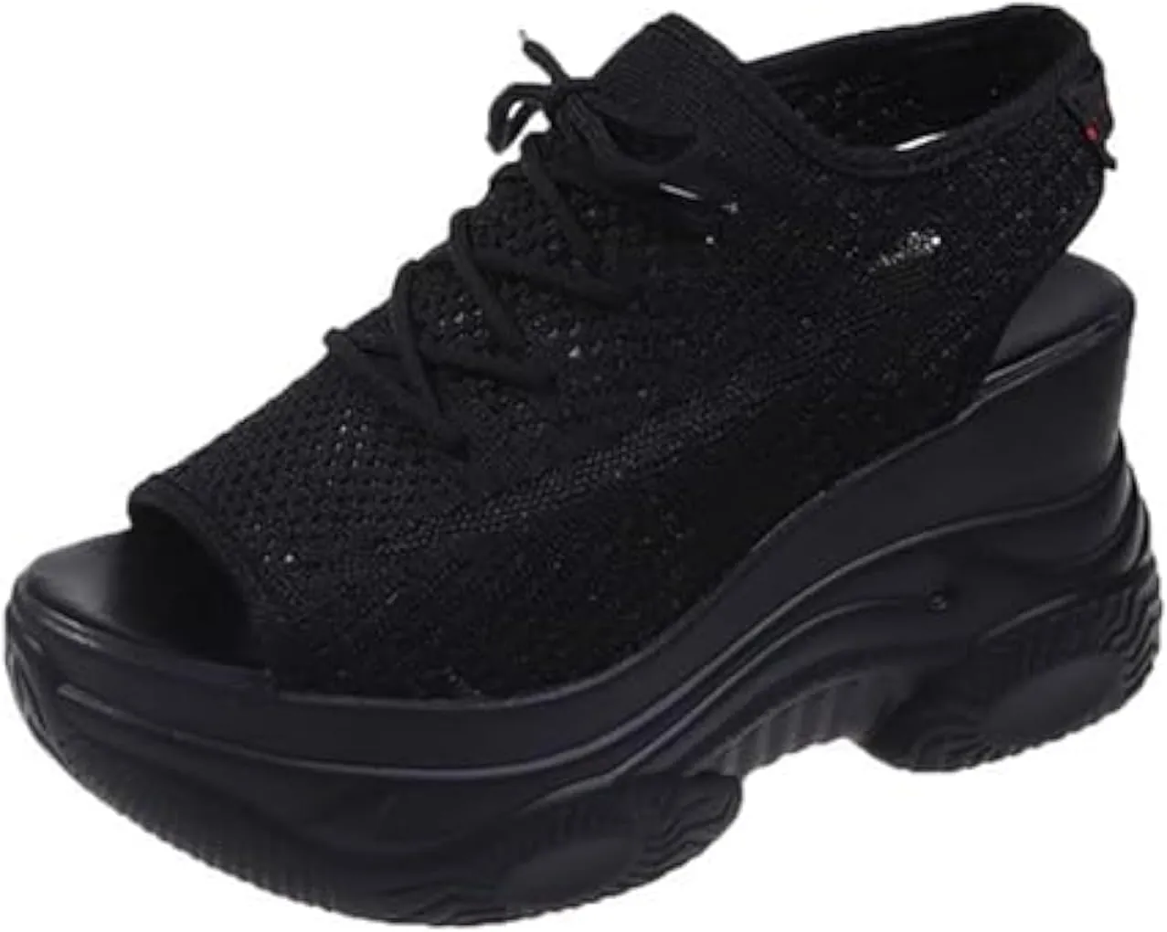 DESESE XHOGNLS Women's Hollow Out Platform Wedge Sandals Non-Slip Breathable Lace-Up Fish Mouth Sneakers Casual Summer Hollow_Out Open Toe Sport Shoes