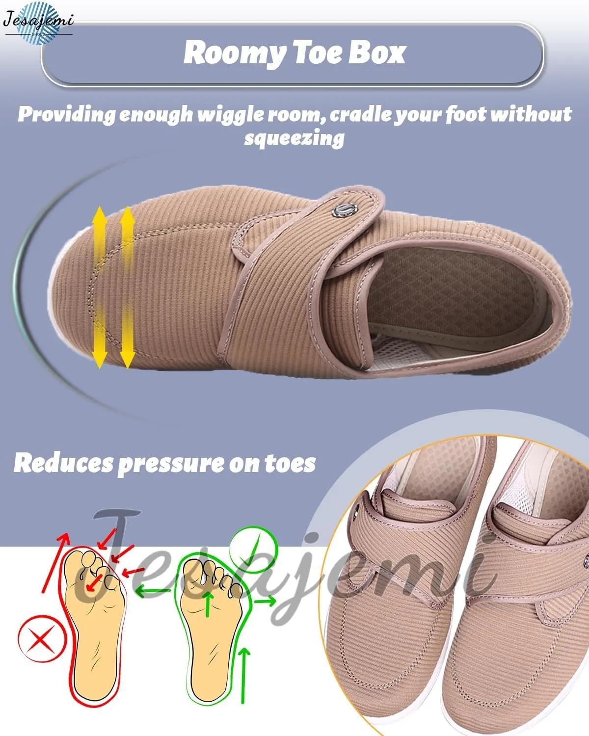 Diabetic Shoes for Women - Wide Fit Memory Foam Slippers for Arthritis, Edema & Swollen Feet - Comfortable Non-Slip Air Cushion Walking Sneakers