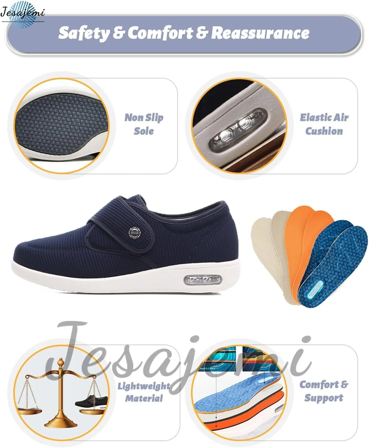 Diabetic Shoes for Women - Wide Fit Memory Foam Slippers for Arthritis, Edema & Swollen Feet - Comfortable Non-Slip Air Cushion Walking Sneakers