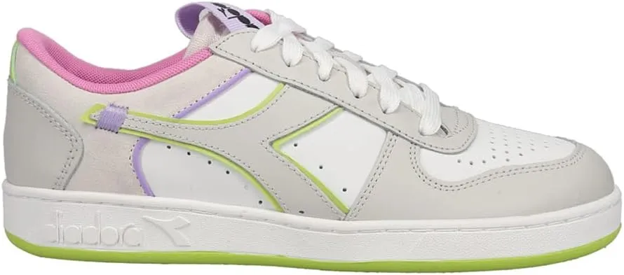 Diadora Womens Magic Basket Low Label Lace Up Sneakers Shoes Casual - Grey, White