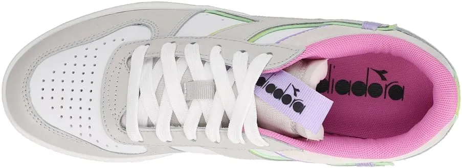 Diadora Womens Magic Basket Low Label Lace Up Sneakers Shoes Casual - Grey, White