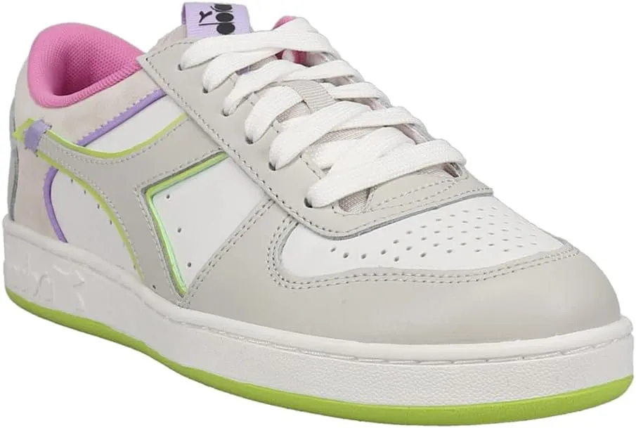 Diadora Womens Magic Basket Low Label Lace Up Sneakers Shoes Casual - Grey, White