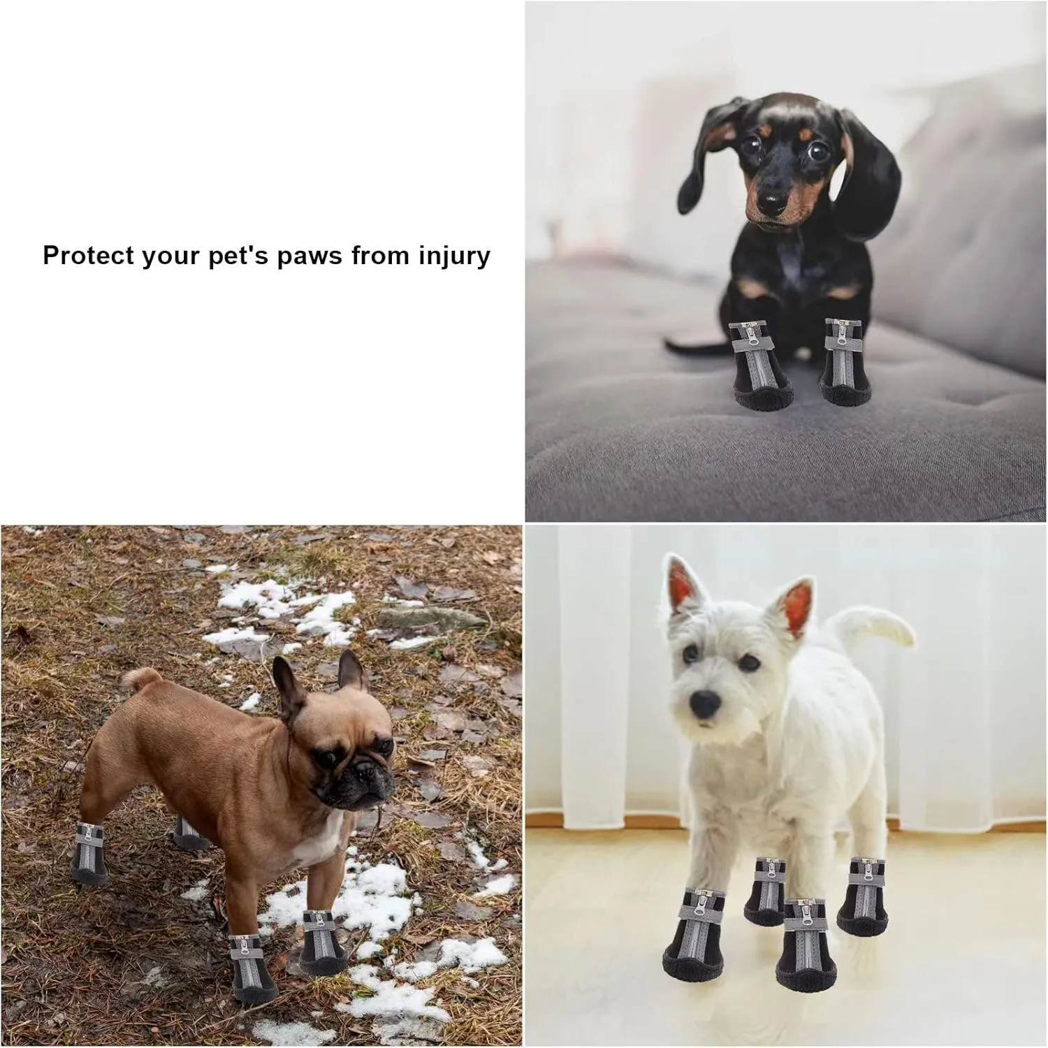 Dog Shoes for Small Dogs, Puppy Dog Boots & Paw Protector for Winter Snow Day, Summer Hot Pavement, Waterproof in Rain Weather, Ourdoor Hiking, Indoor Hardfloors with Anti Slip Sole 4PCS/Set