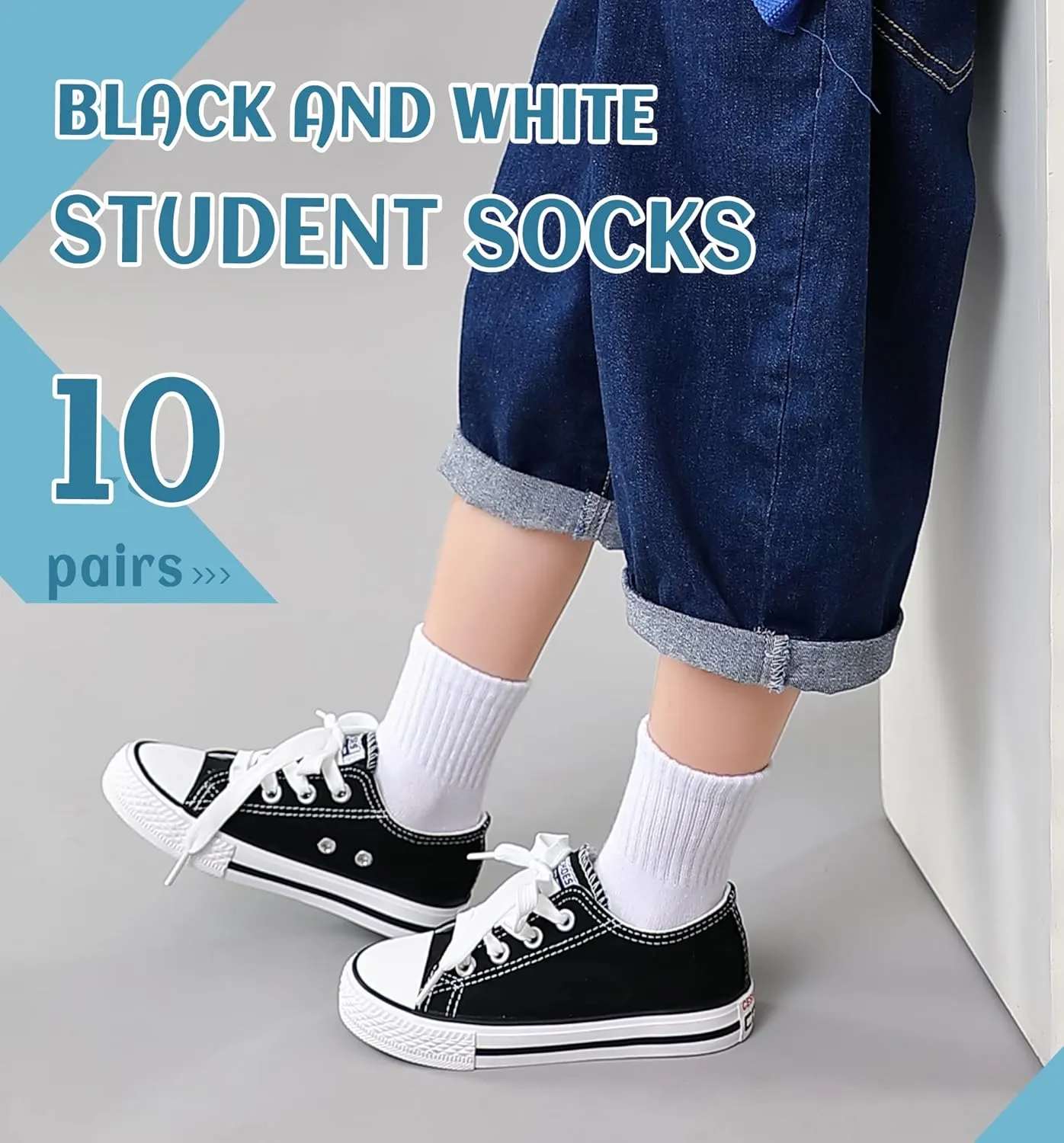 DoSmart Kids Athletic Crew Socks Boys Girls Classics Cotton School Uniform Childs Sports Breathable Casual Socks 10 Pairs